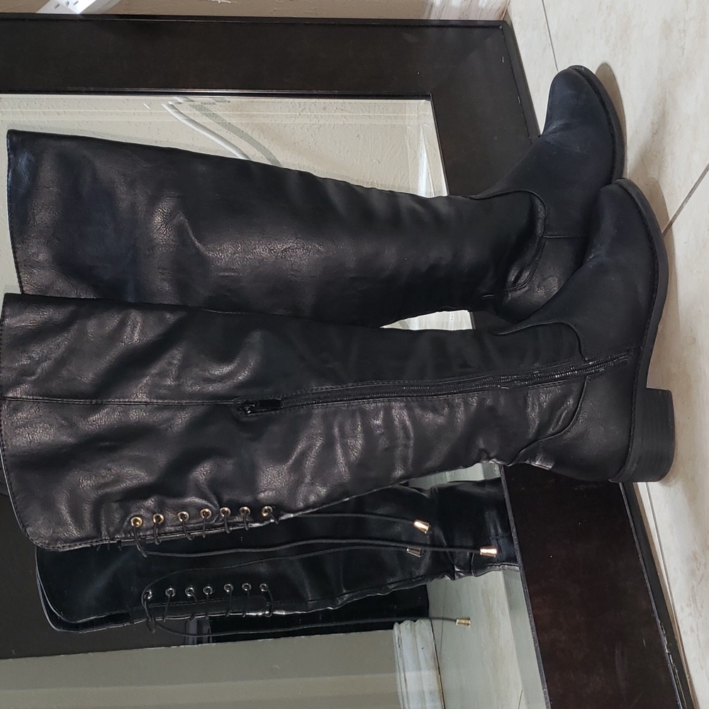 TOP Moda Black thigh high black boots